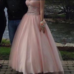 Strapless Pink Ball Gown Prom Dress